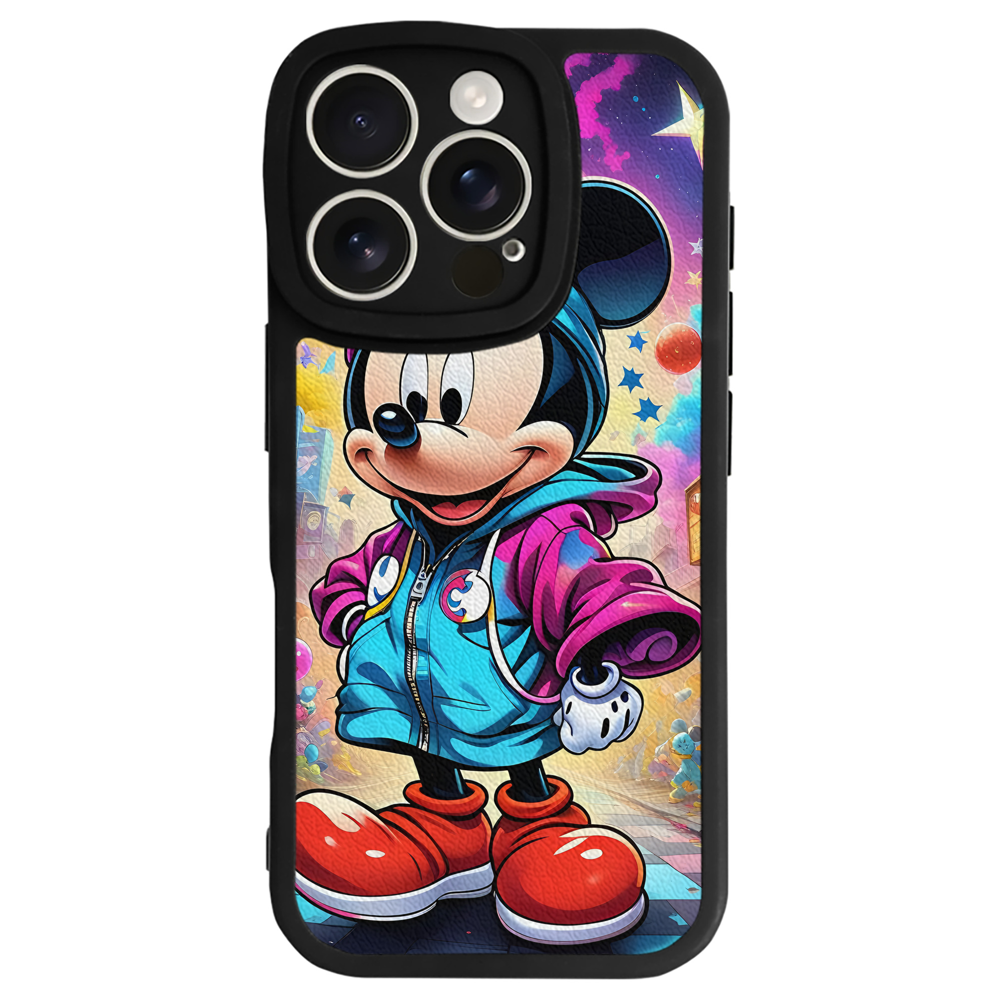 （画像用） ミッキーマウス Mickey Mouse 【iPhone 16シリーズ対応】シリコンスマホケース（レザー調） 材質：シリコン